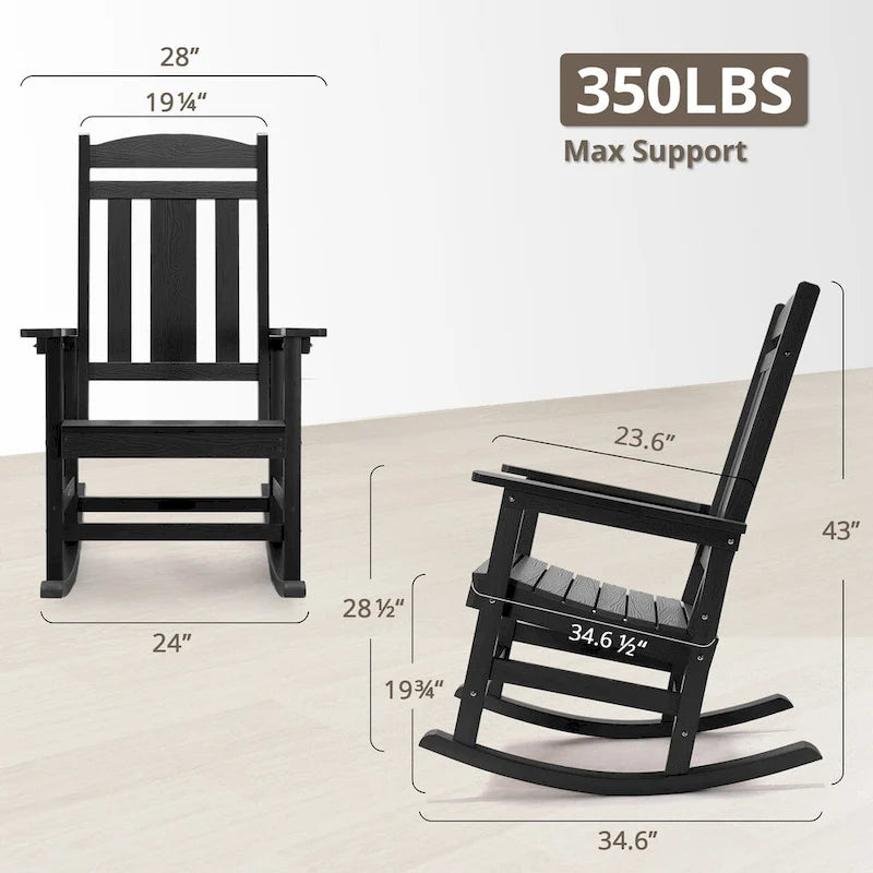 LUE BONA Sedie a dondolo Adirondack da esterno in plastica ecologica per portico, set da 2