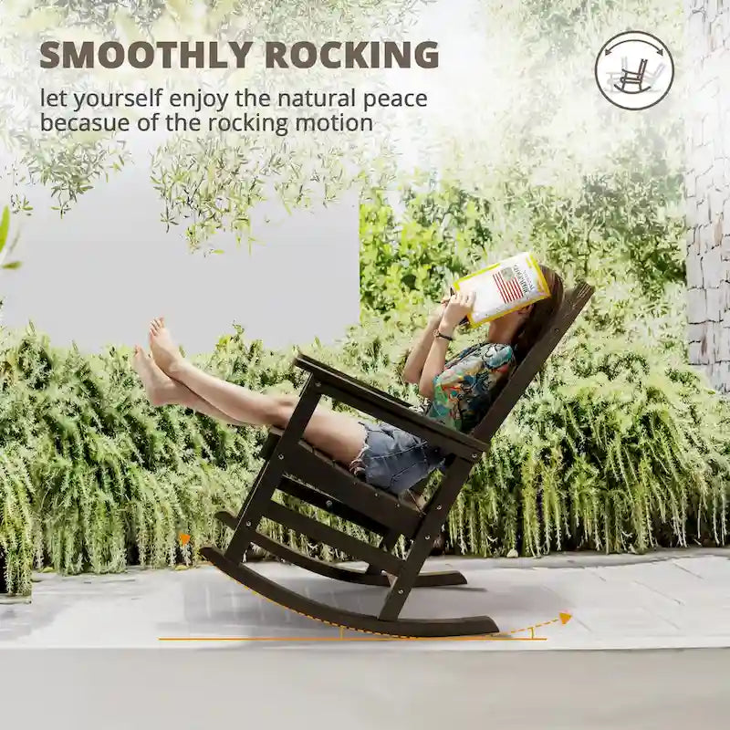 LUE BONA Sedie a dondolo Adirondack da esterno in plastica ecologica per portico, set da 2