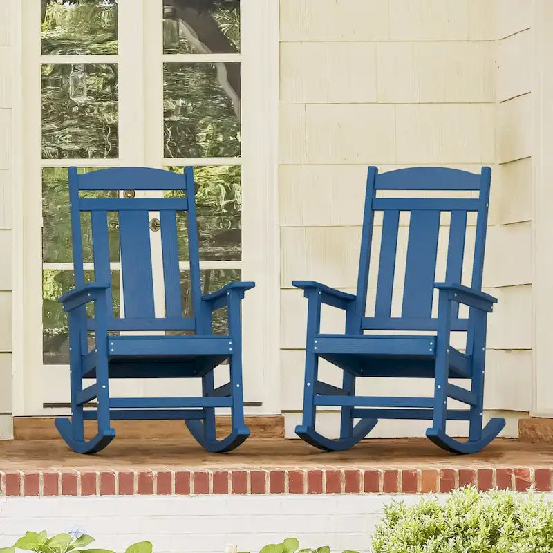 LUE BONA Sedie a dondolo Adirondack da esterno in plastica ecologica per portico, set da 2