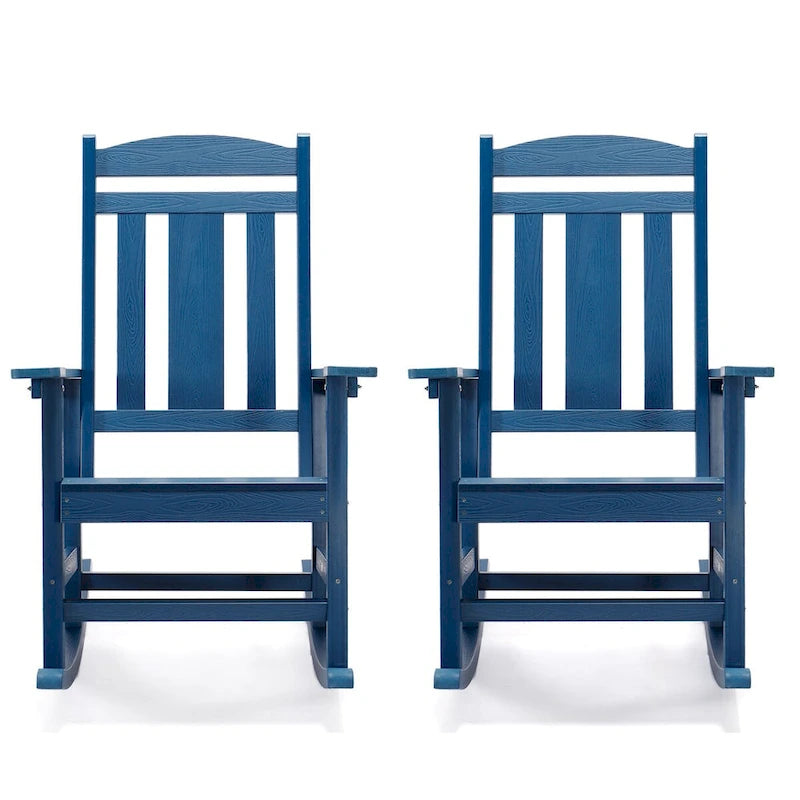 LUE BONA Sedie a dondolo Adirondack da esterno in plastica ecologica per portico, set da 2