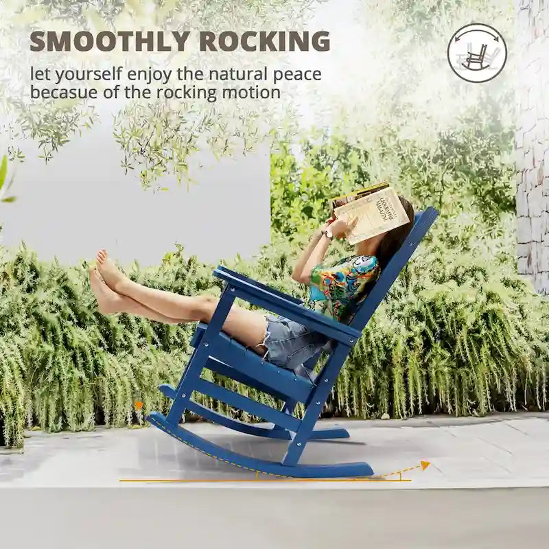 LUE BONA Sedie a dondolo Adirondack da esterno in plastica ecologica per portico, set da 2