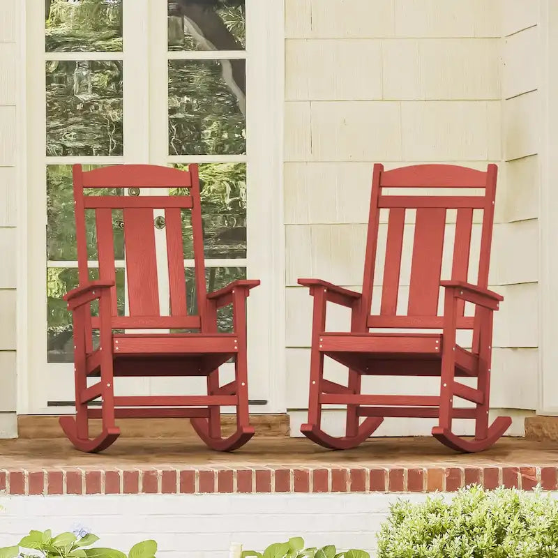 LUE BONA Sedie a dondolo Adirondack da esterno in plastica ecologica per portico, set da 2