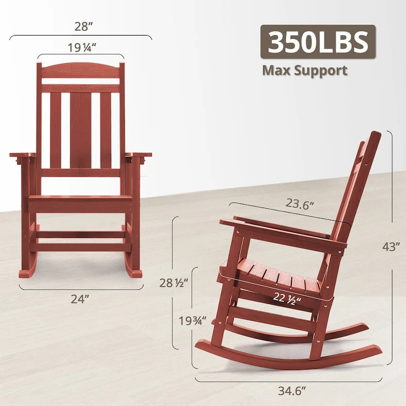 LUE BONA Sedie a dondolo Adirondack da esterno in plastica ecologica per portico, set da 2