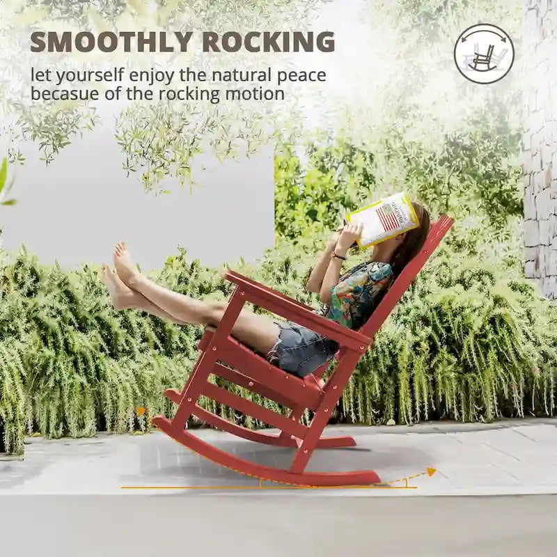 LUE BONA Sedie a dondolo Adirondack da esterno in plastica ecologica per portico, set da 2