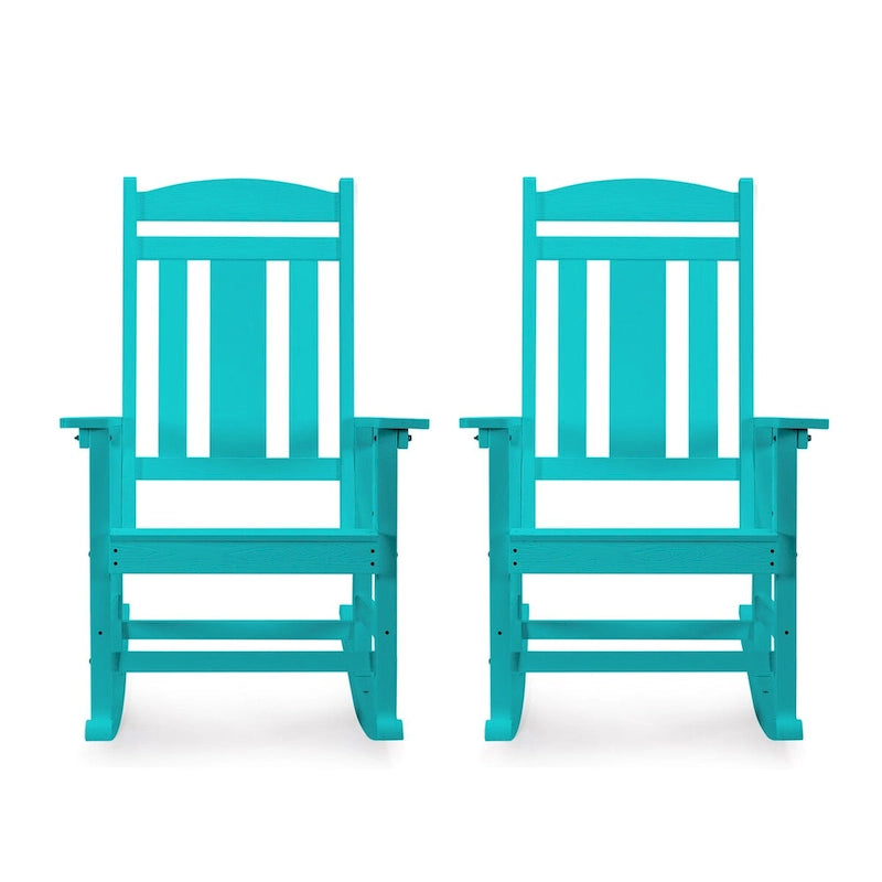 LUE BONA Sedie a dondolo Adirondack da esterno in plastica ecologica per portico, set da 2