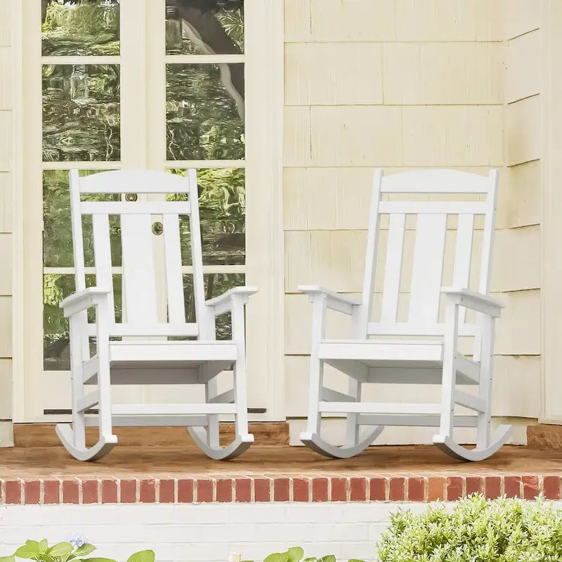 LUE BONA Sedie a dondolo Adirondack da esterno in plastica ecologica per portico, set da 2