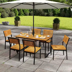 Set di 2 sedie da pranzo Costway, sedie da patio moderne/schienale in legno di acacia, sedile inclinato