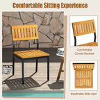 Set di 2 sedie da pranzo Costway, sedie da patio moderne/schienale in legno di acacia, sedile inclinato