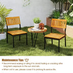 Set di 2 sedie da pranzo Costway, sedie da patio moderne/schienale in legno di acacia, sedile inclinato
