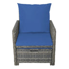 Ensemble de conversation de patio 5 pièces avec coussins, table basse et 2 poufs