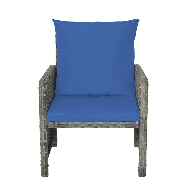 Ensemble de conversation de patio 5 pièces avec coussins, table basse et 2 poufs