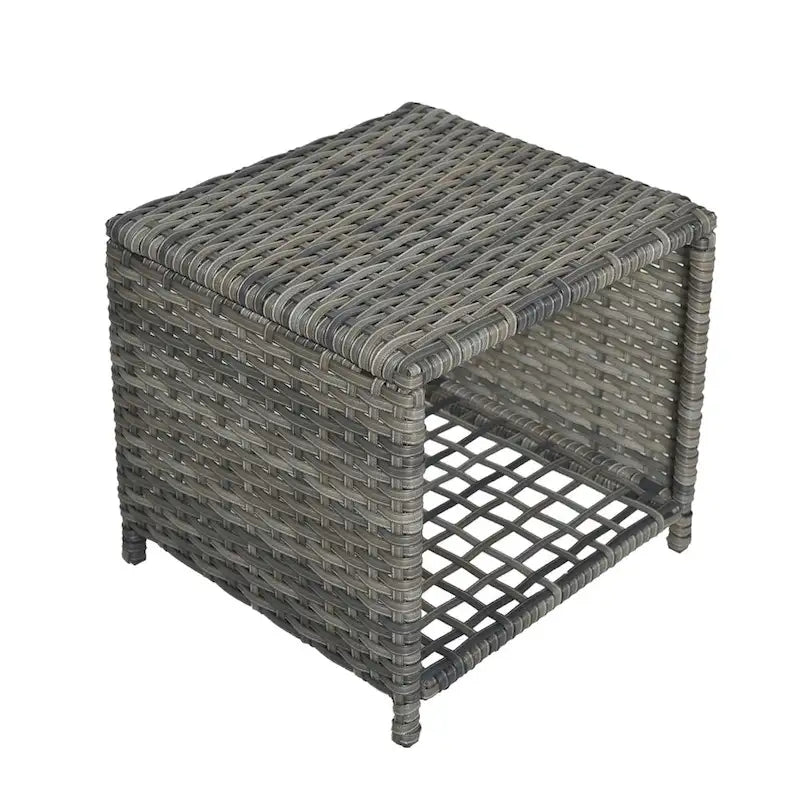 Ensemble de conversation de patio 5 pièces avec coussins, table basse et 2 poufs