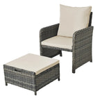 Ensemble de conversation de patio 5 pièces avec coussins, table basse et 2 poufs