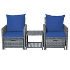 Ensemble de conversation de patio 5 pièces avec coussins, table basse et 2 poufs