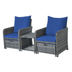 Ensemble de conversation de patio 5 pièces avec coussins, table basse et 2 poufs