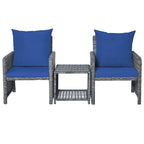Ensemble de conversation de patio 5 pièces avec coussins, table basse et 2 poufs