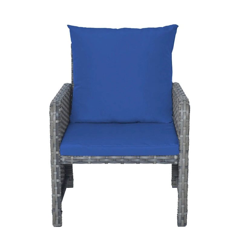 Ensemble de conversation de patio 5 pièces avec coussins, table basse et 2 poufs