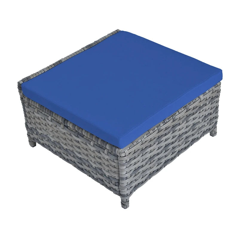 Ensemble de conversation de patio 5 pièces avec coussins, table basse et 2 poufs