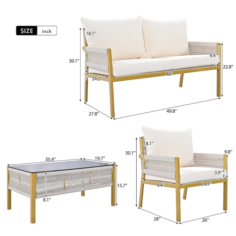 Set da Esterno 4 Pezzi con Corde MM