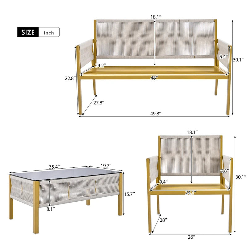Set da Esterno 4 Pezzi con Corde MM