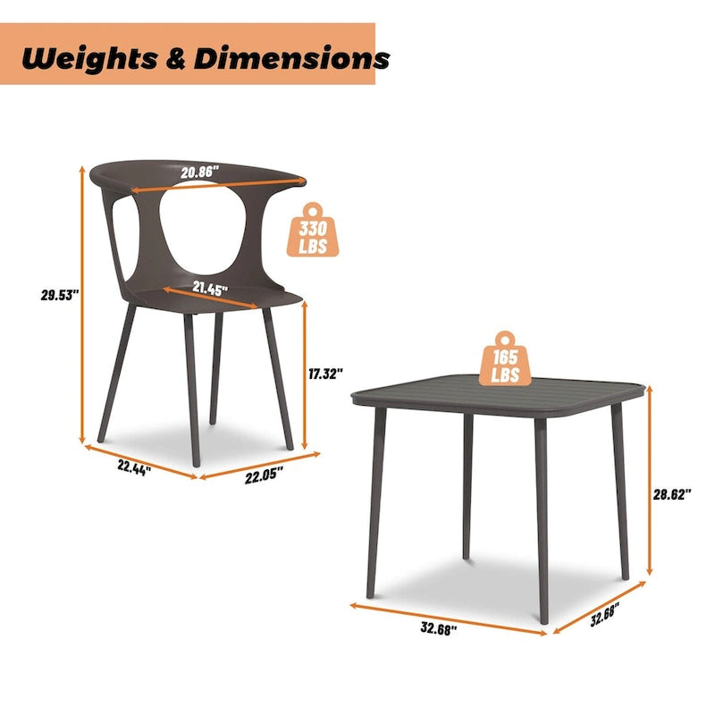 Set da 5 pezzi per tavolo da pranzo da patio