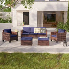 LIVOOSUN Set di 5 Mobili da Giardino in Rattan Marrone per Conversazione