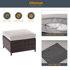 LIVOOSUN Set di 5 Mobili da Giardino in Rattan Marrone per Conversazione