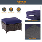 LIVOOSUN Set di 5 Mobili da Giardino in Rattan Marrone per Conversazione