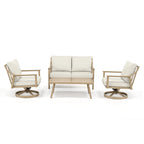 4-Person Aluminum Patio Conversation Set with Swivel Chairs, Coffee Table and Cushions