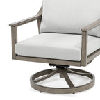 Ensemble de conversation d'extérieur 4 personnes en aluminium avec fauteuils pivotants, table basse et coussins