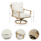 Ensemble de conversation d'extérieur 4 personnes en aluminium avec fauteuils pivotants, table basse et coussins