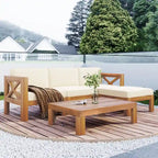 Canapé d'angle d'extérieur en bois d'acacia naturel