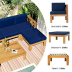 Canapé d'angle d'extérieur en bois d'acacia naturel