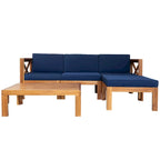 Canapé d'angle d'extérieur en bois d'acacia naturel