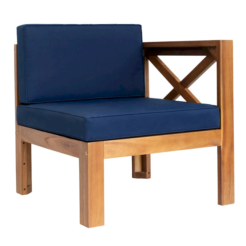 Canapé d'angle d'extérieur en bois d'acacia naturel