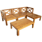 Canapé d'angle d'extérieur en bois d'acacia naturel