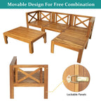 Canapé d'angle d'extérieur en bois d'acacia naturel