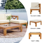 Canapé d'angle d'extérieur en bois d'acacia naturel