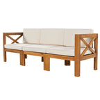 Canapé d'angle d'extérieur en bois d'acacia naturel