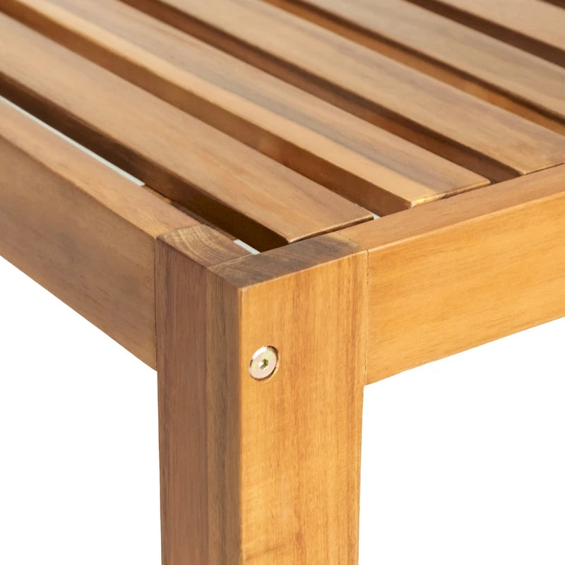 Canapé d'angle d'extérieur en bois d'acacia naturel