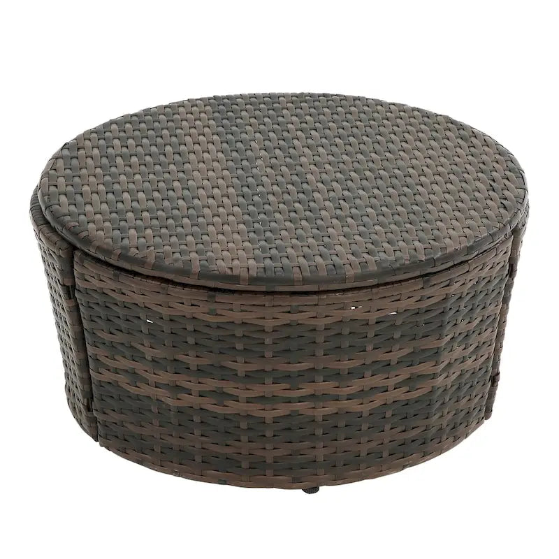 Lettino rotondo in rattan con baldacchino stile Bali per esterni, Divano letto da esterno in vimini con tavolino da caffè a scomparsa