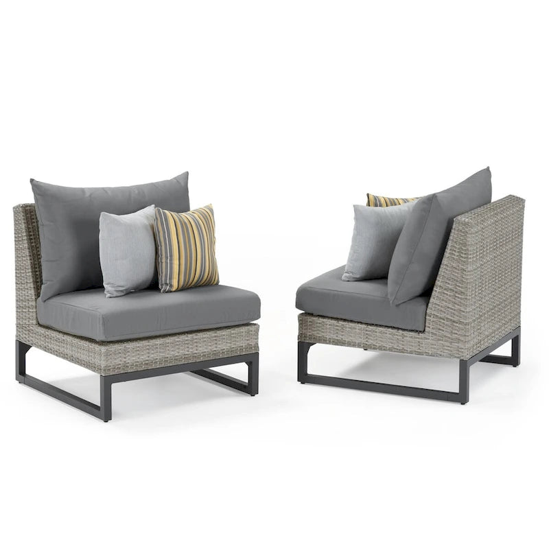Milo Gray - Sectionnel de patio extérieur Sunbrella 6 pièces avec foyer et table