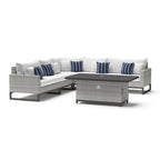 Milo Gray - Sectionnel de patio extérieur Sunbrella 6 pièces avec foyer et table