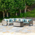 Milo Gray - Sectionnel de patio extérieur Sunbrella 6 pièces avec foyer et table