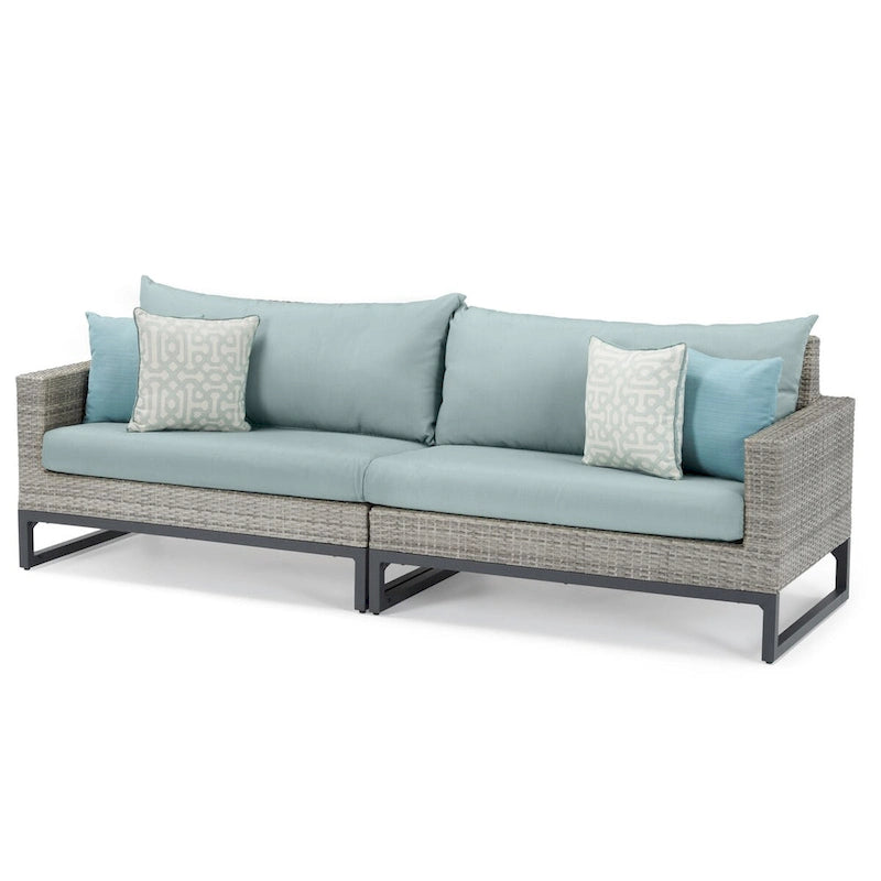Milo Gray - Sectionnel de patio extérieur Sunbrella 6 pièces avec foyer et table