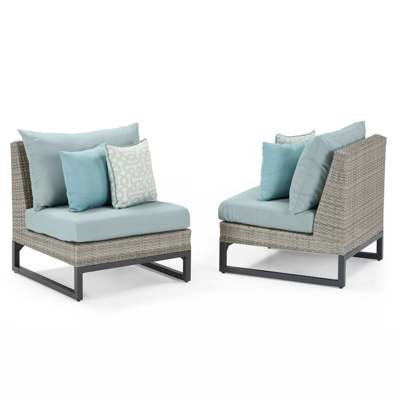 Milo Gray - Sectionnel de patio extérieur Sunbrella 6 pièces avec foyer et table
