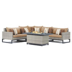 Milo Gray - Sectionnel de patio extérieur Sunbrella 6 pièces avec foyer et table