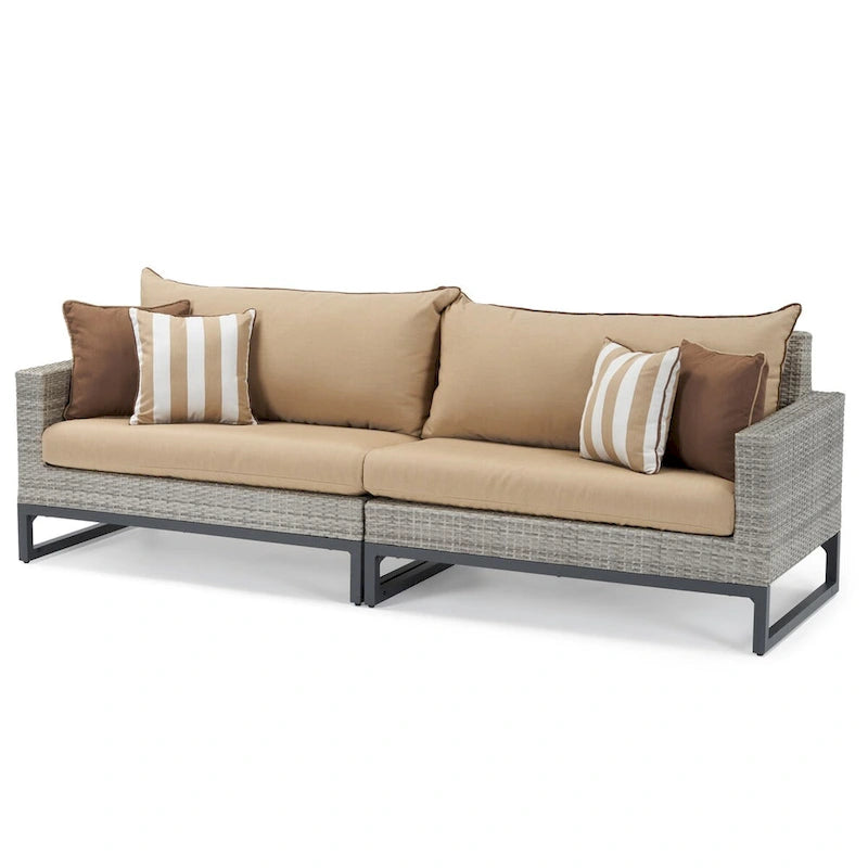 Milo Gray - Sectionnel de patio extérieur Sunbrella 6 pièces avec foyer et table