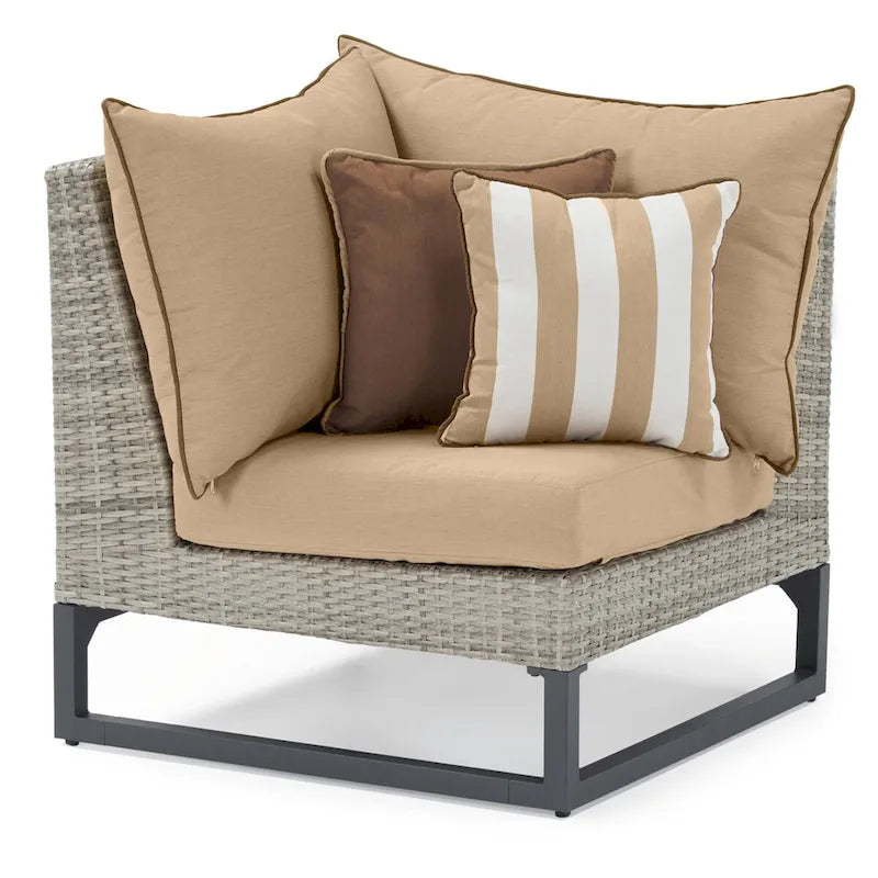 Milo Gray - Sectionnel de patio extérieur Sunbrella 6 pièces avec foyer et table