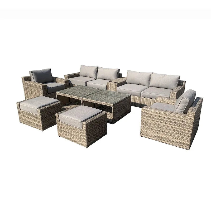 Collezione di Sedute in Rattan Ventura 11 Pezzi con Sedie Multiple